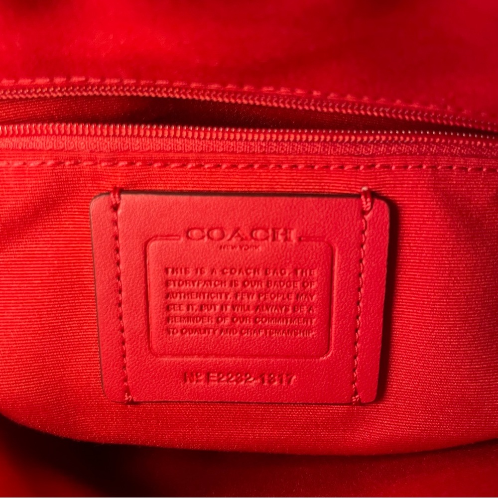 Coach Red Pebbled Leather Remi Satchel Bag - Picture 4 of 4